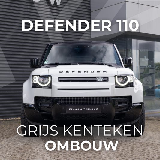 Grijs kenteken Defender 110 ombouw - Laag/Hoog Schot