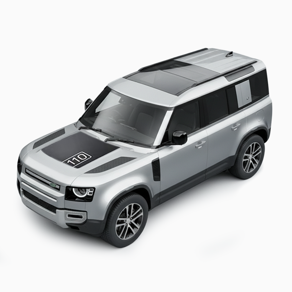 Motorkapsticker defender matt zwart 90 - 110 - 130